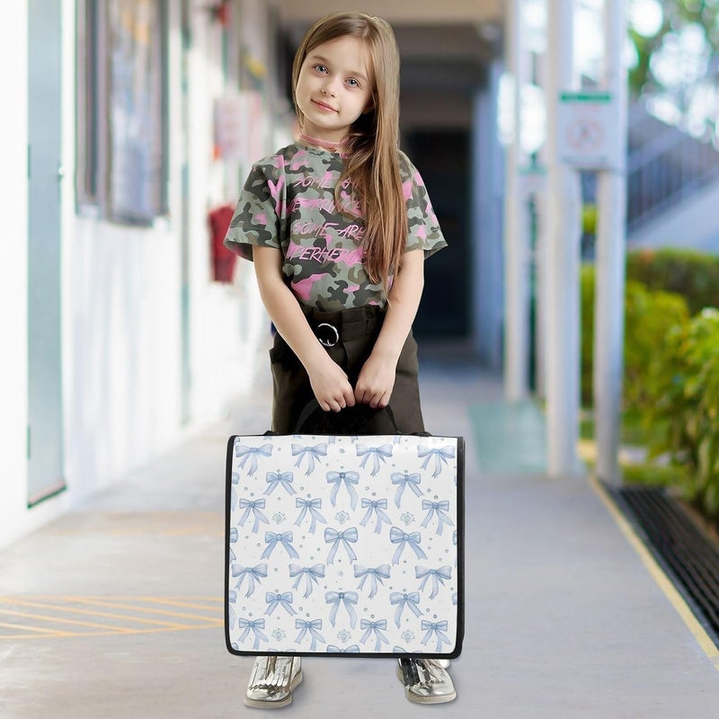 KEEPREAL Blue Bows Zipper Binder for School with Shoulder Strap & Extra Pockets - 1.5 Inch 3-Ring Binder Holds 500+ Sheets, Textbooks, Laptop - Image 3